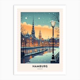 Winter Night  Travel Poster Hamburg Germany 1 Art Print