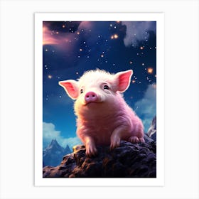 Pink Pig In The Sky Art Print