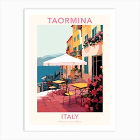 Taormina, Italy, Flat Pastels Tones Illustration 2 Poster Art Print