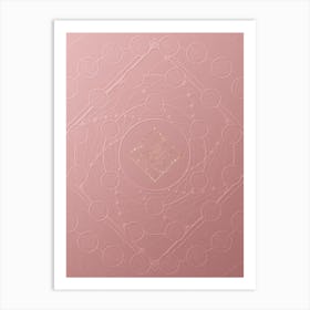 Geometric Gold Glyph on Circle Array in Pink Embossed Paper n.0153 Art Print