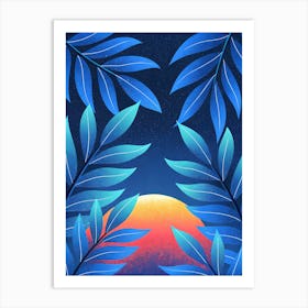 Sunset With Leaves Art Print