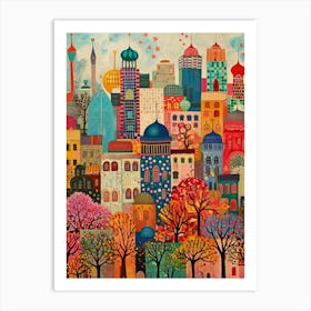 Kitsch Colourful Cityscape 3 Art Print