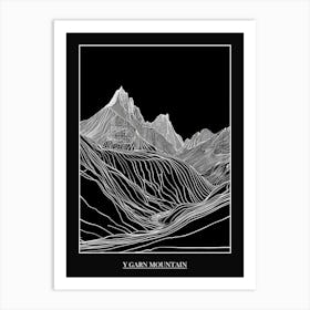 Y Garn Mountain Line Drawing 3 Poster Art Print