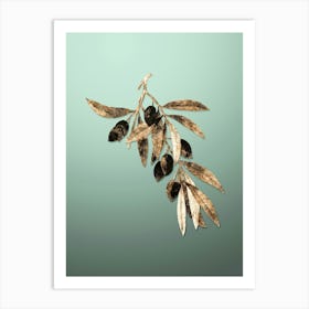 Gold Botanical Olive Tree Branch on Mint Green n.3026 Art Print