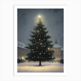 Christmas Tree In The Snow 9 Art Print