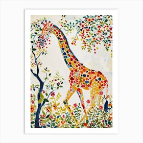 Giraffe Eating Berries Watercolour Inspired 1 Art Print