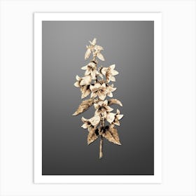 Gold Botanical Bellflowers on Soft Gray n.4372 Art Print