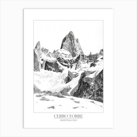 Cerro Torre Argentina Chile Line Drawing 12 Poster Art Print