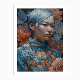 Asian Woman With Flowers 1 Art Print