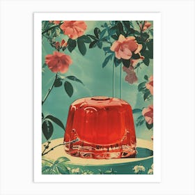 Red Retro Floral Jelly Collage Art Print