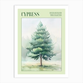 Cypress Tree Atmospheric Watercolour Painting 4 Poster Art Print