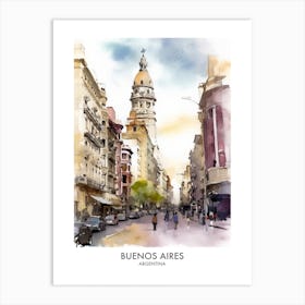 Buenos Aires Argentina Watercolour Travel Poster 4 Art Print