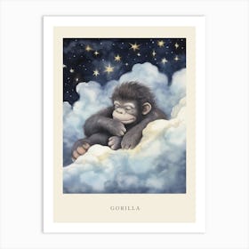 Baby Gorilla 2 Sleeping In The Clouds Nursery Poster Art Print