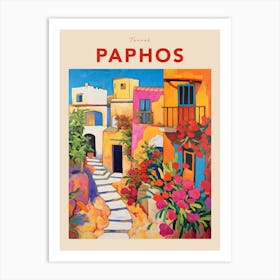 Paphos Cyprus 3 Fauvist Travel Poster Art Print