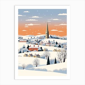 Retro Winter Illustration Cotswolds United Kingdom 3 Art Print
