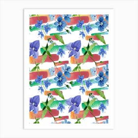 Watercolor Flowers Seamless Pattern - Veronica blue flower Art Print