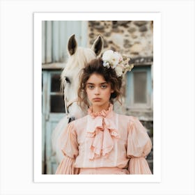 "Girl and Horse: Captivating Portrait" Art Print