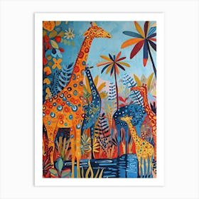 Cute Patterns Of Giraffes In The Wild 3 Art Print
