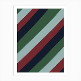 Festive Christmas Stripes Red Green Blue Art Print