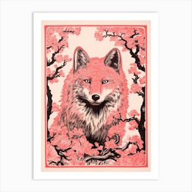 Red Wolf Tarot Card 2 Art Print