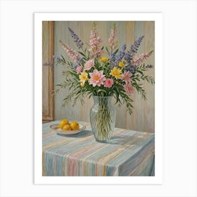 Vase Of Pastel Flowers Art Print