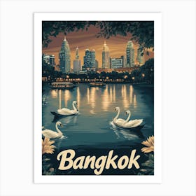 Aihrgdesign A Mid Century Modern Travel Poster For Bangkok 2 Art Print