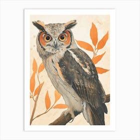 Oriental Bay Owl Vintage Illustration 1 Art Print