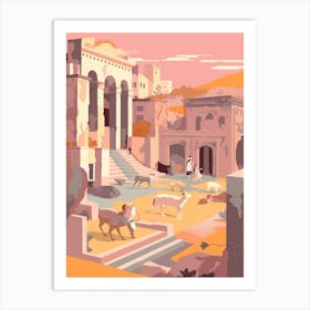 Pompeii, Italy Illustration Art Print