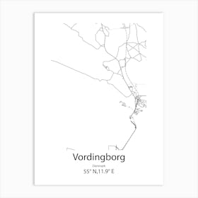 Vordingborg,Denmark Minimalist Map Art Print