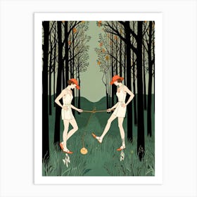 Two Women In The Woods Art Print