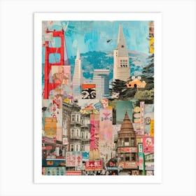 San Francisco   Retro Collage Style 4 Art Print