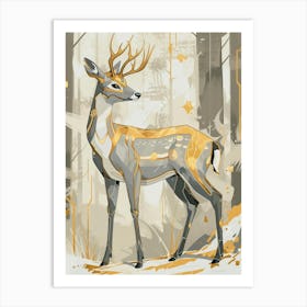 Deer Precisionist Illustration 2 Art Print