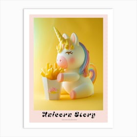Toy Unicorn Eating Fries Pastel Poster Art Print