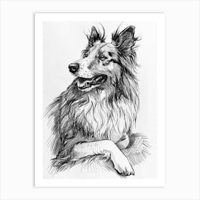 Sheep Dog Line Sketch 3 Art Print