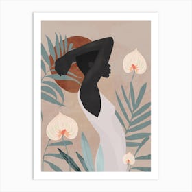 Tropical Girl Sunset Art Print