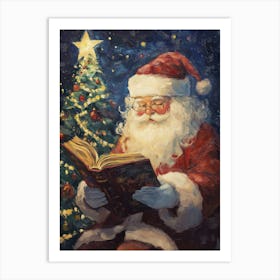 Santa Reading A Book Art Print