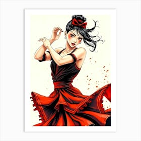 Flamenco Dancer Drawing Art Print