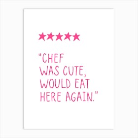 Funny Food Review Pink Art Print