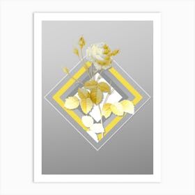 Botanical Provence Rose in Yellow and Gray Gradient n.126 Art Print