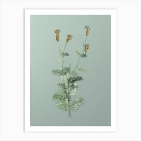 Vintage Spanish Lavender Botanical Art on Mint Green Art Print