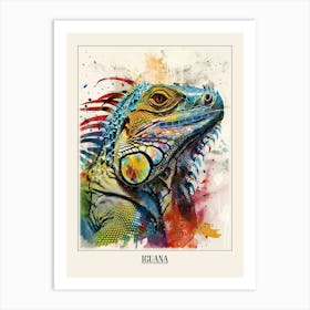 Iguana Colourful Watercolour 4 Poster Art Print