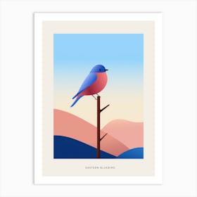 Minimalist Eastern Bluebird 2 Bird Poster Art Print