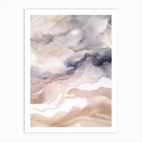 Watercolour Abstract Pink And Beige 3 Art Print