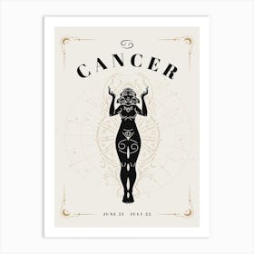Cancer Zodiac Celestial Woman Art Print