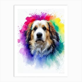 Pyrenean Shepherd Rainbow Oil Painting Dog Art Print