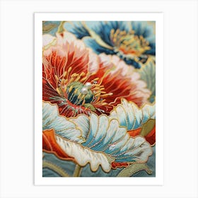 Embroidered Flowers 27 Art Print