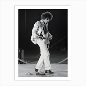 Jimi Hendrix Performing At The Hollywood Bowl Vintage Art Print