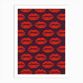 Red Lips On A Black Background Poster