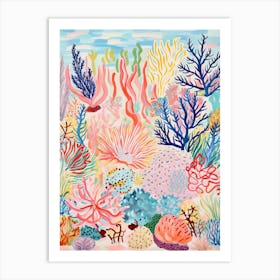 Coral Beach, Australia, Matisse And Rousseau Style 4 Art Print