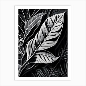 Sweet Bay Leaf Linocut 3 Art Print